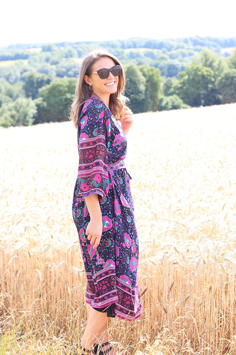 Beautiful Gypsy Dress In Silk In Golden Countryside Field Editorial | Monica Beatrice Welburn | The Elgin Avenue Blog