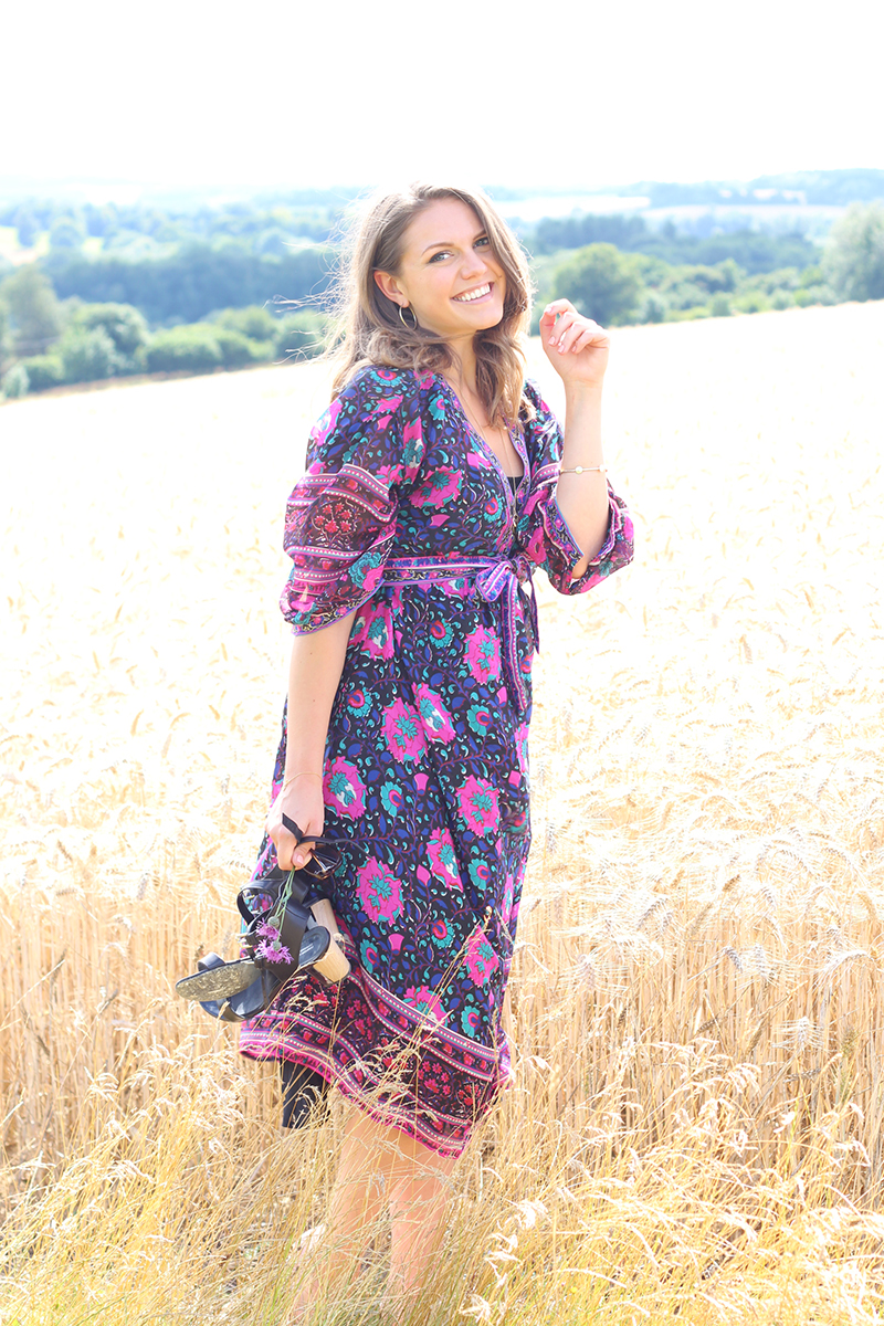 Beautiful Printed Silk Dress Photoshoot In English Countryside | The Elgin Avenue Blog
