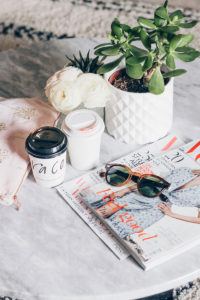 Marble Coffee Table Styling With Coffee Cup | The Elgin Avenue Blog