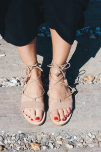 Light Tan Suede Lace Up Tassel Sandals | The Elgin Avenue Blog