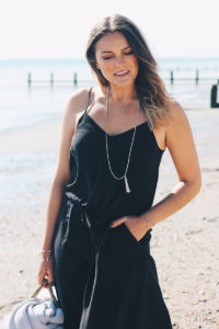Black Silk Maxi Dress Outfit Worn At Beach | The Elgin Avenue Blog