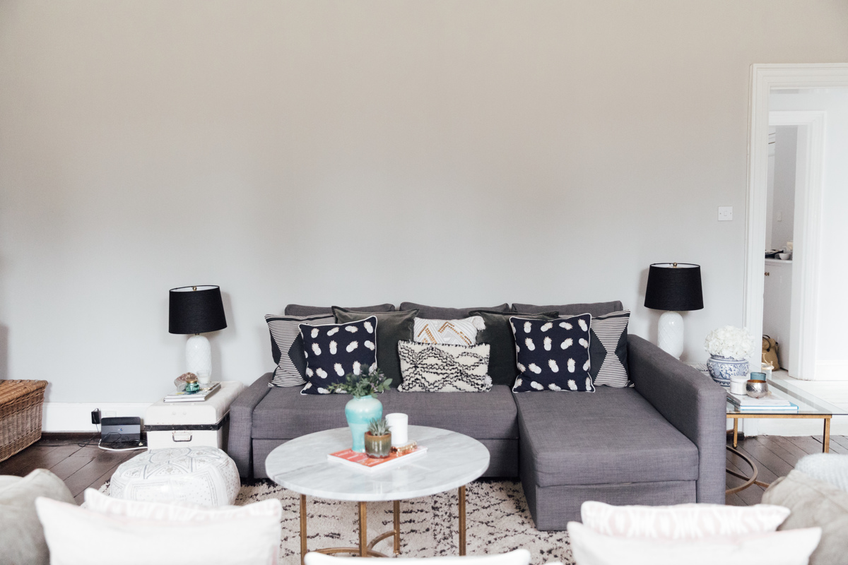 Grey L Shaped Sofa With Cushions | The Elgin Avenue Blog Home Tour