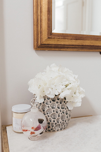 Textured Ceramic Vase With White Faux Hydrangea | The Elgin Avenue Blog