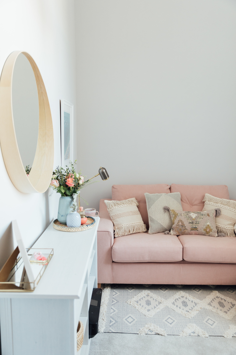 Blogger Home Office Tour With Blush Pink Sofa And Bohemian Interiors | The Elgin Avenue Blog