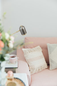 Bohemian Home Decor With Blush Pink Sofa | The Elgin Avenue Home Office Tour