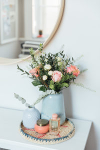 Pale Blue Vases In Blogger Home Office | The Elgin Avenue Blog