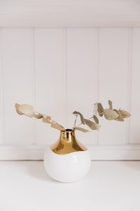 Simple White Vase With Gold Detail + Dried Eucalyptus | The Elgin Avenue Blog