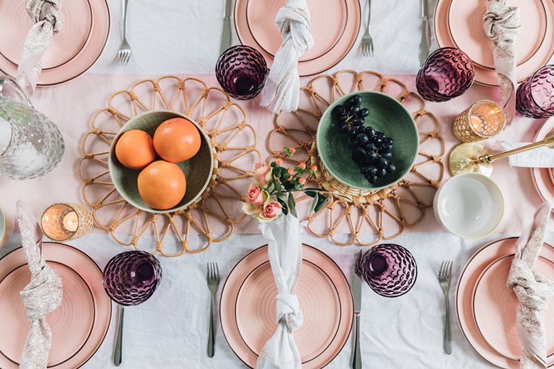 Pink Tablescape Shot From Above | The Elgin Avenue Blog