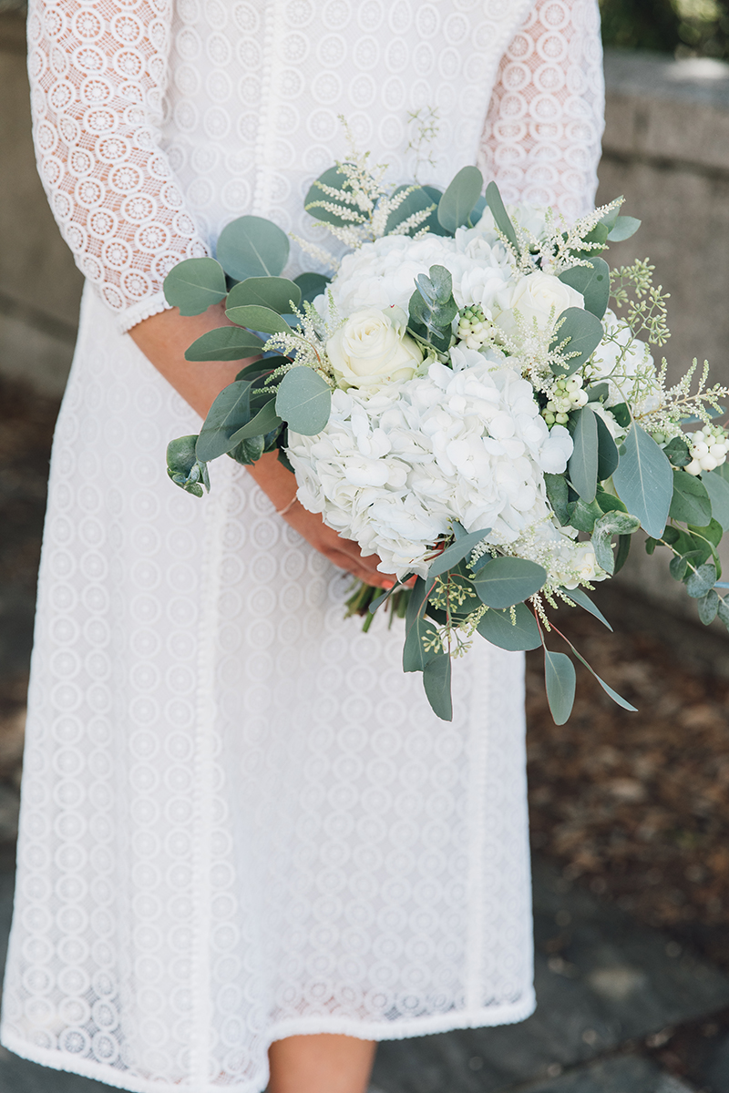 White Hydrangea Wedding Bouquet | Monica Beatrice | The Elgin Avenue Blog