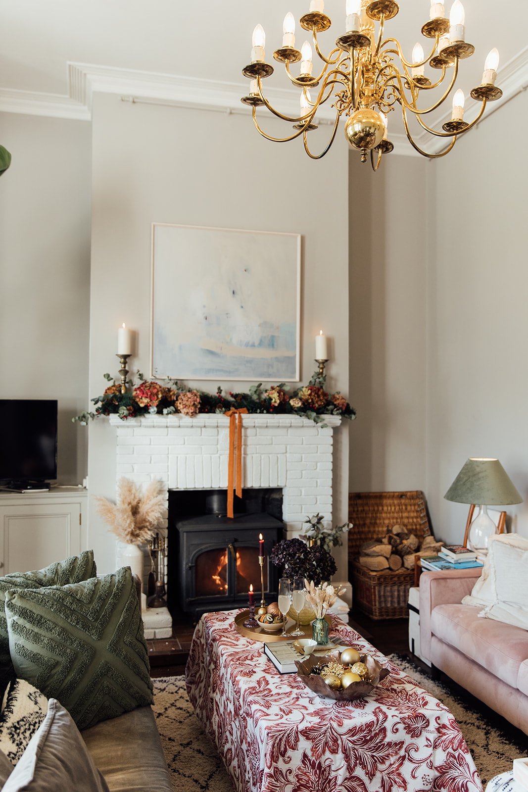 Georgian Living Room with Vintage Chandelier Monica Beatrice Blog
