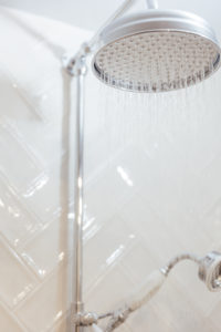 Rainhead Shower Herringbone Tiles Neutral Monica Beatrice Blog